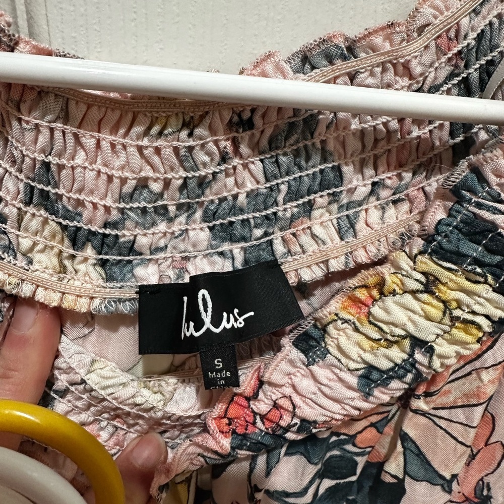 NWT Lulus Hello, Darling Blush Pink Floral Print Off-the-Shoulder Dress - Picture 5 of 6